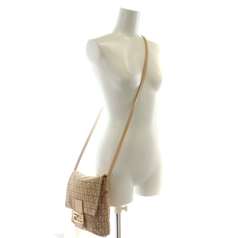 フェンディ FENDI ズッカ柄 ショルダーバッグ キャンバス レザー 