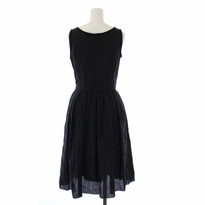 プラダ PRADA ノースリーブワンピース フレア ひざ丈 麻 リネン 38 S  