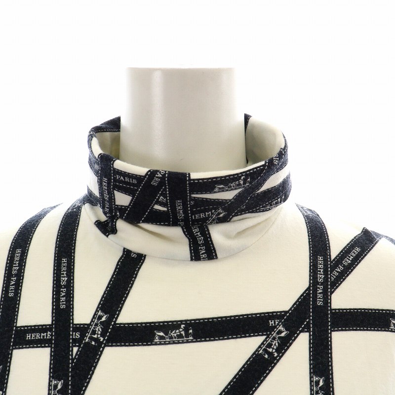 エルメス HERMES Tシャツ カットソー 半袖 ハイネック 総柄 ロゴ 