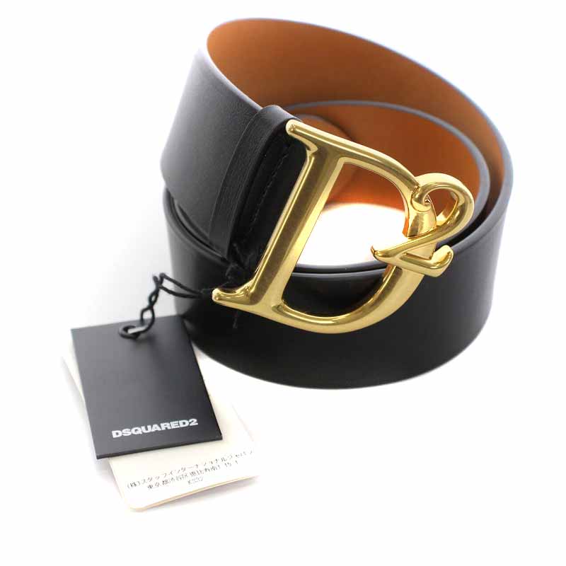 未使用品 ディースクエアード DSQUARED2 ベルト ロゴバックル レザー 