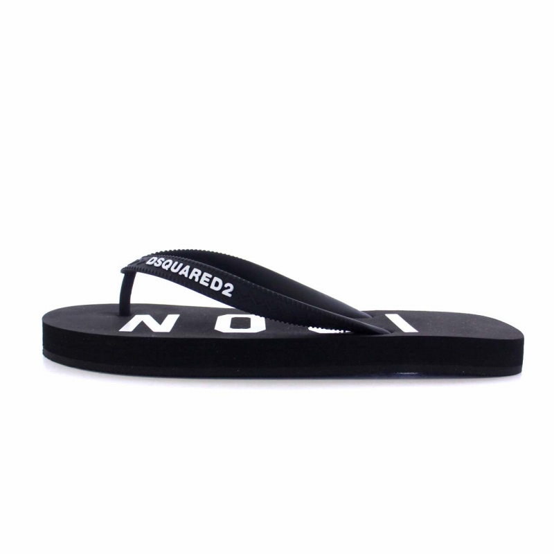 DSQUARED2★新作 ロゴプリント ビーチサンダル 黒★関税/送料込 Dsquared2 ディースクエアード ロゴ ビーチサンダル - FARFETCH