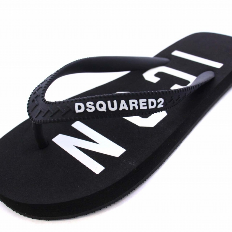 DSQUARED2★新作 ロゴプリント ビーチサンダル 黒★関税/送料込 Dsquared2 ディースクエアード ロゴ ビーチサンダル - FARFETCH