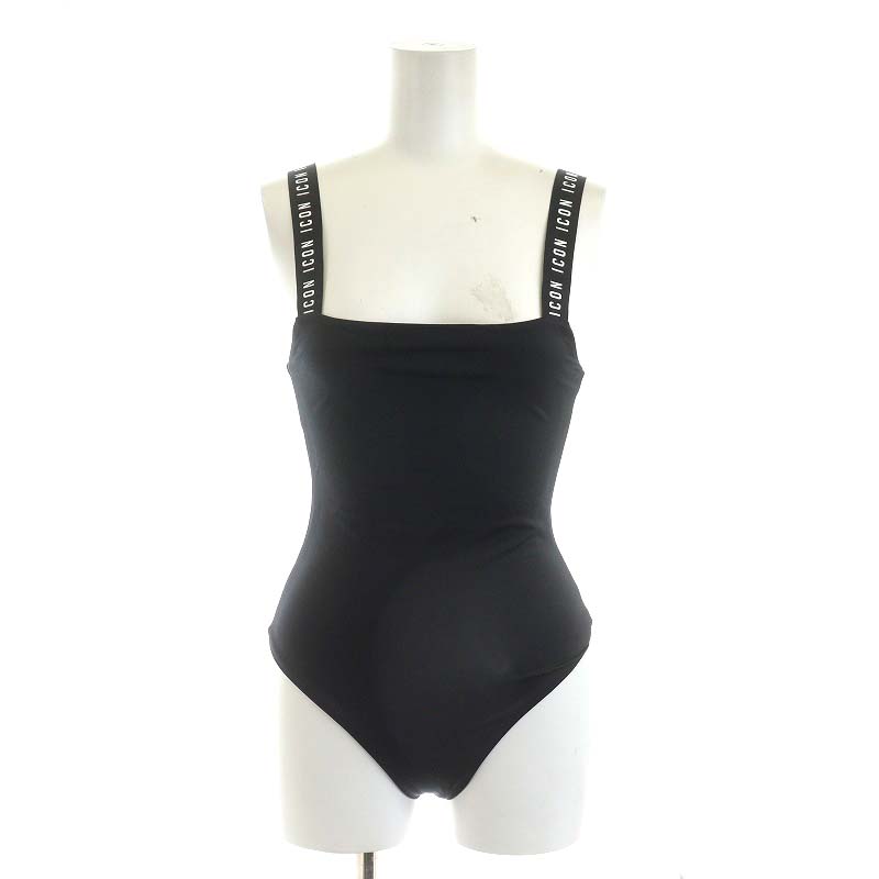 未使用品 ディースクエアード DSQUARED2 ONE PIECE 水着 ロゴ 40 L 黒