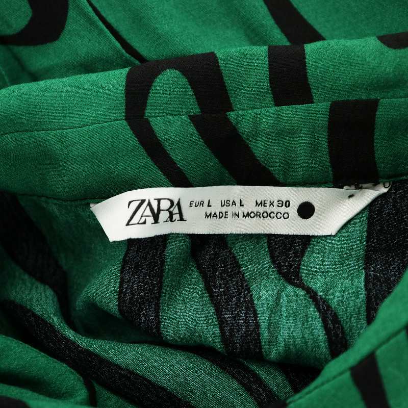 ☆7/21迄☆ 新品 ZARA ベルト付 シャツワンピース L ダークカーキ リネン ベルト付きミディワンピース - ダークカーキ | ZARA