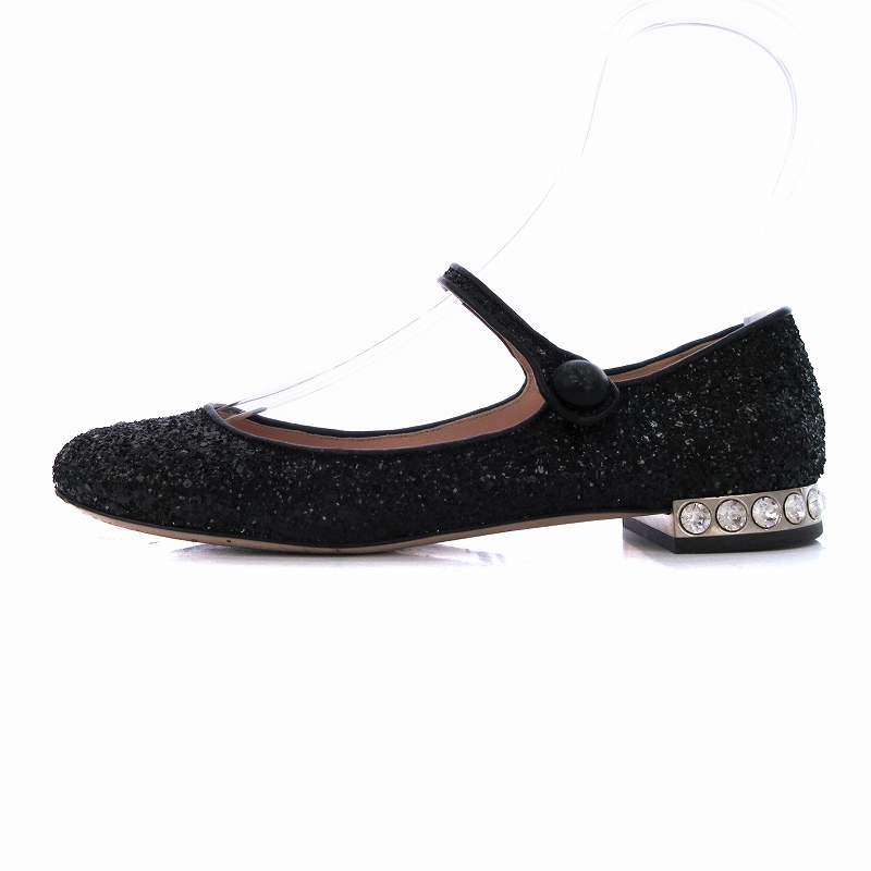 ミュウミュウ miumiu バレエシューズ グリッター メリージェーン 35 