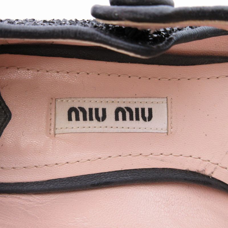 ミュウミュウ miumiu バレエシューズ グリッター メリージェーン