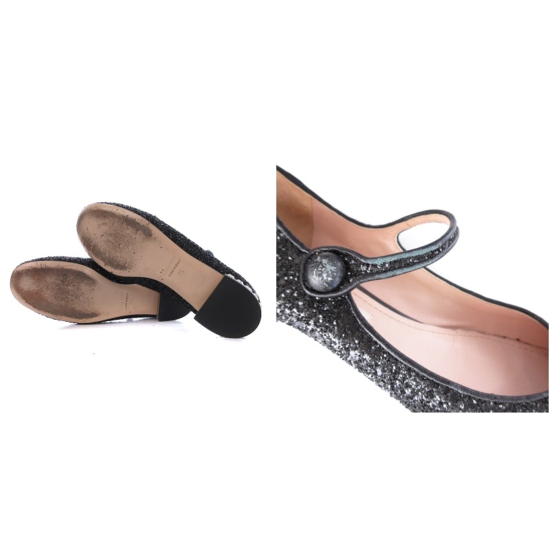 miumiu バレエシューズメリージェーングリッター