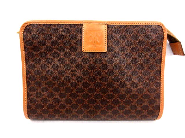 セリーヌ CELINE セカンドバッグ クラッチバッグ マカダム 茶 /KH □SB  