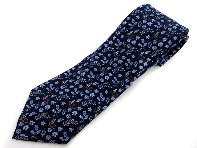 エルメス Hermes ネクタイ 花柄 葡萄 シルク ネイビー G メンズ 081 ベクトルパーク