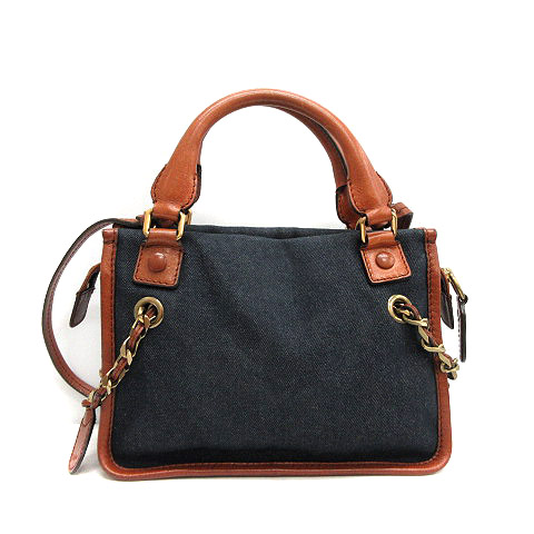 クロエ CHLOE ハーレー ショルダーバッグ ハンド 2WAY デニム レザー 