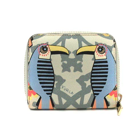 フルラ FURLA 財布 二つ折り ラウンドファスナー オウム柄