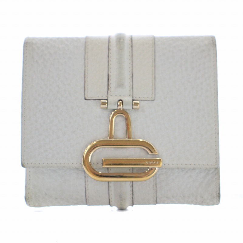 グッチ GUCCI 二つ折り財布 コンパクトウォレット Wホック ロゴ レザー 