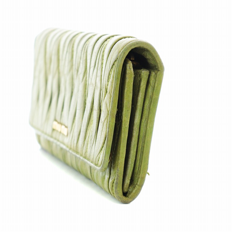 ミュウミュウ miumiu 二つ折り長財布 ロゴ ゴールド金具