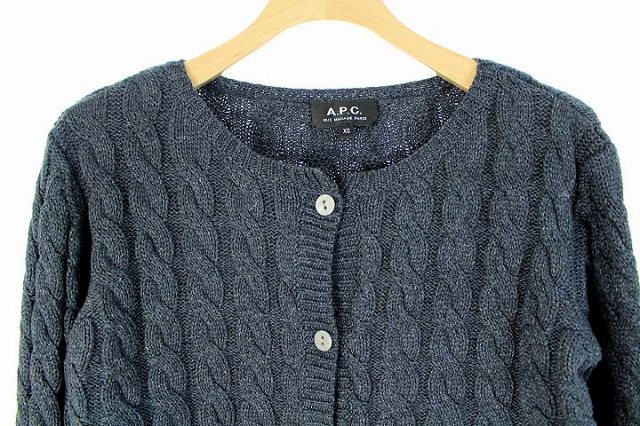 アーペーセー A.P.C. ニット カーディガン 丸首 ケーブル XS アーペーセー A.P.C. ニット カーディガン 丸首 ケーブル XS