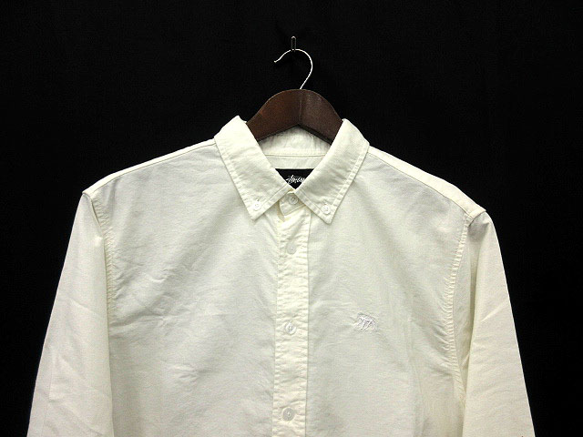 STUSSY◇長袖シャツ/M/コットン/WHT/無地/1110364 ステューシー STUSSY
