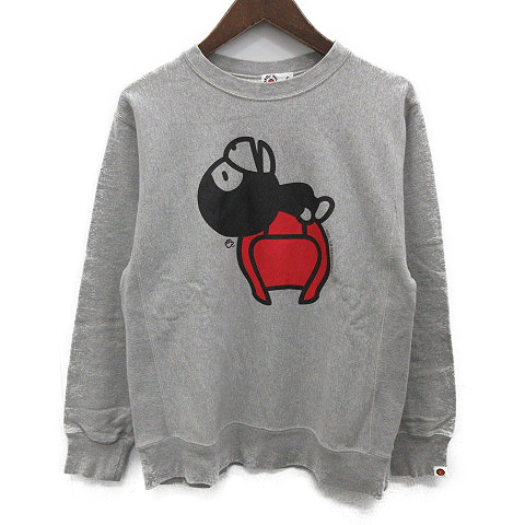 A BATHING APE アベイシングエイプエイプグレー赤トレーナー