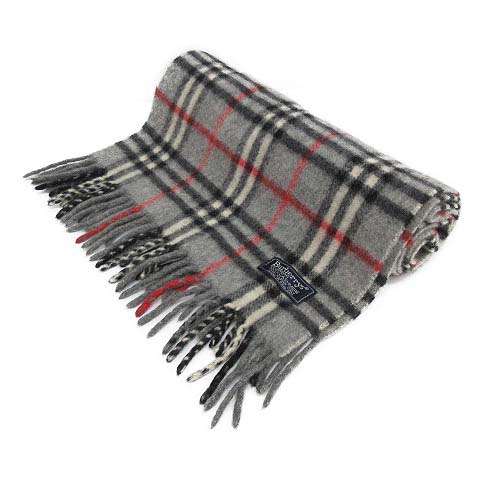 バーバリーズ Burberrys マフラー チェック フリンジ カシミヤ グレー