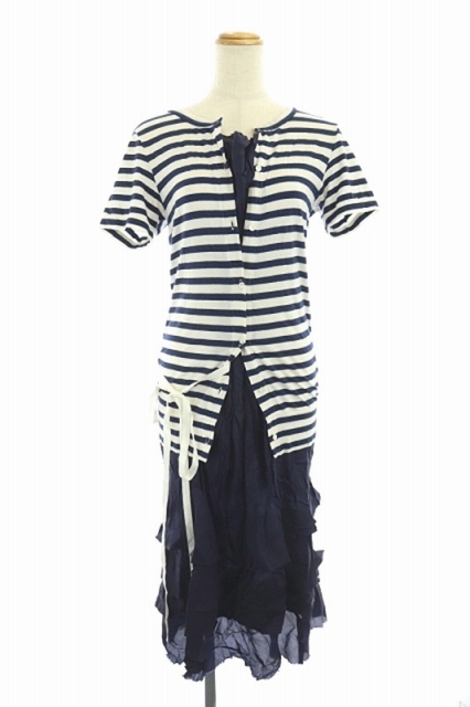 サカイラック Sacai Luck ワンピース ロング 半袖 切替 ボーダー フェイクレイヤード カットオフ 2 紺 My Ca レディース 081 ベクトルパーク