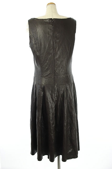 フォクシーニューヨーク Foxey New York ワンピース ひざ丈 ノースリーブ フェイクレザー 42 茶 Ys Ca レディース 081 ベクトルパーク