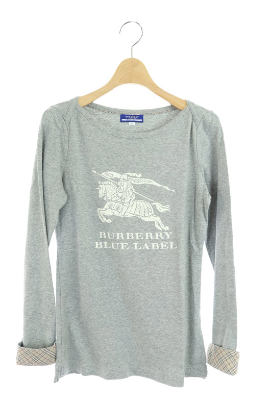 BURBERRY BLUE LABEL グレー Tシャツ ロゴ BURBERRYバーバリーブルーレーベルロゴTシャツグレー