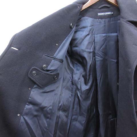 ラルフローレン RALPH LAUREN ロングコート ダブル ウール 5F 紺  