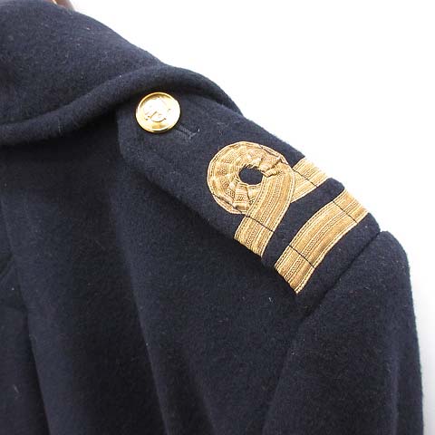 ラルフローレン RALPH LAUREN ロングコート ダブル ウール 5F 紺