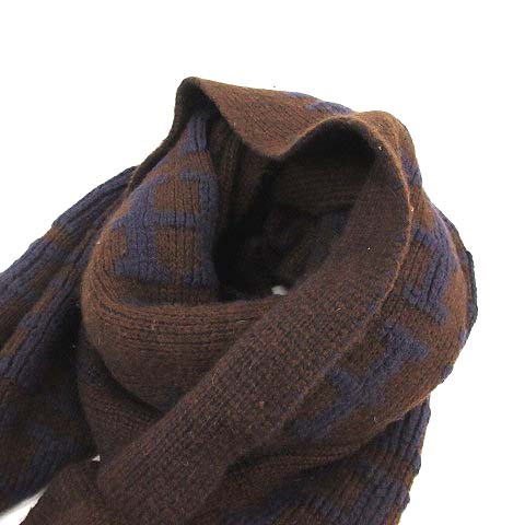 エルメス HERMES マフラー ストール ニット Hロゴ カシミヤ 茶
