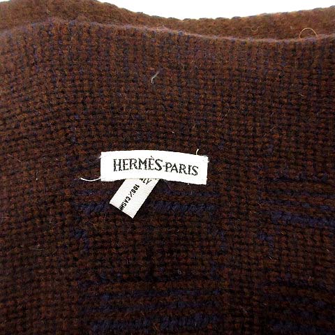 エルメス HERMES マフラー ストール ニット Hロゴ カシミヤ 茶
