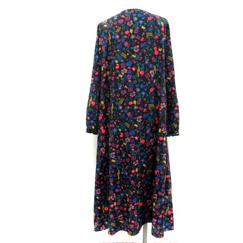 Paul Smith 花柄ロングスリーブワンピース ポールスミス PAUL SMITH 18AW ワンピース 長袖 ロング 花柄 44L 黒