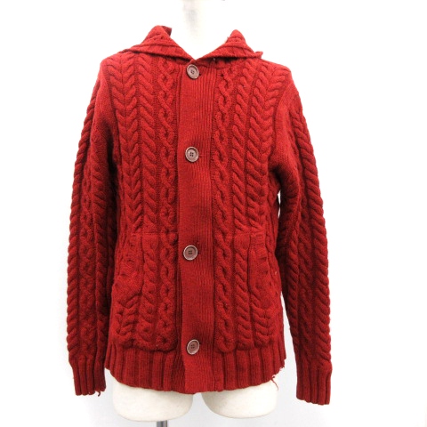 ステューシー STUSSY パーカー ジップアップ ケーブルニット ウール M 