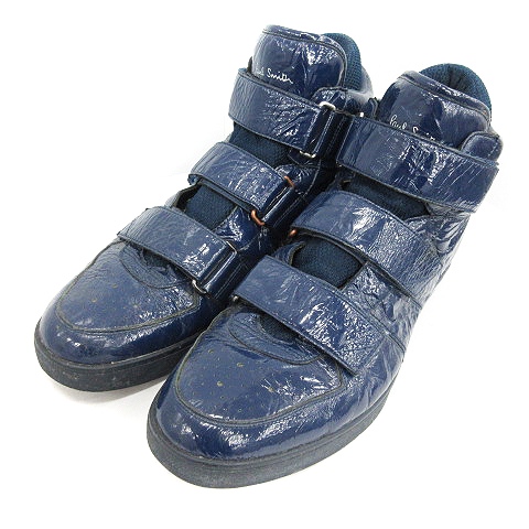 ポールスミス PAUL SMITH スニーカー ハイカット ベルクロ レザー 7 青 