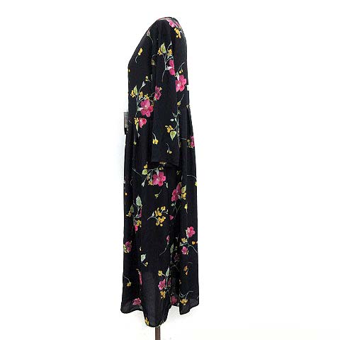 アーバンリサーチ ドアーズ Urban Research Doors ダークフラワー 2way ガウンワンピース 七分袖 ロング 花柄 One 紺 ネイビー Kh Ca レディース 081 ベクトルパーク