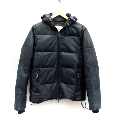 インターナショナルギャラリービームス International Gallery Beams ダウンジャケット ラムレザー 羊革 M 青緑 ブルー グリーン Tk メンズ 081 ベクトルパーク