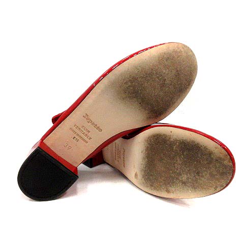 お値下げ☆新品未使用品 repetto/レペット/ ストラップパンプス/レッド☆ レペット Repetto パンプス ストラップ エナメル ローヒール 39