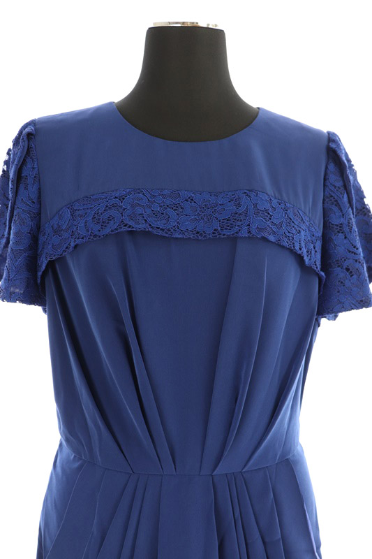 フリッカ Flicka 袖レースドレスワンピース 膝丈 半袖 ドレープ 1 青 My Os レディース 081 ベクトルパーク