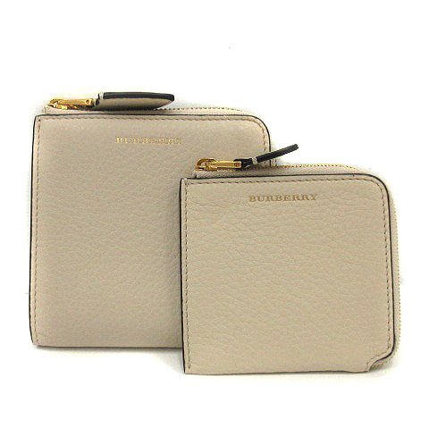 バーバリー BURBERRY 財布 コインケース L字ジップ レザー ベージュ 