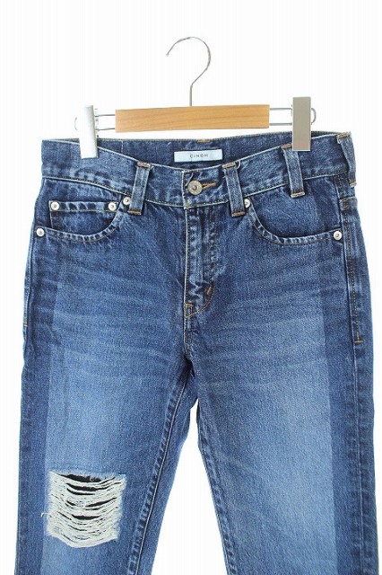 チノ Cinoh ダメージ加工カットオフデニム パンツ ジーンズ テーパード 26 青 My Os レディース 081 ベクトルパーク