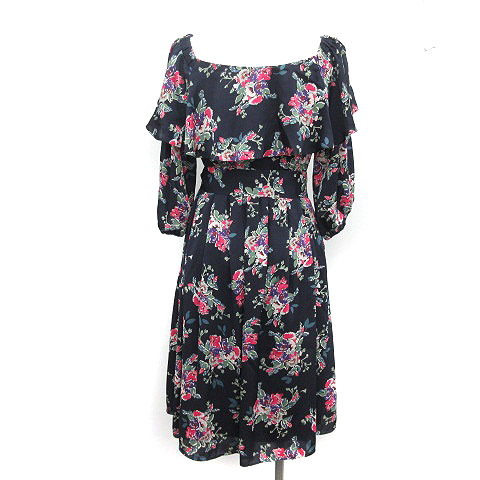 ジルスチュアート Jill Stuart 18ss ベティフラワーワンピース ひざ丈 五分袖 花柄 4 紺 ピンク Nt3 レディース 081 ベクトルパーク