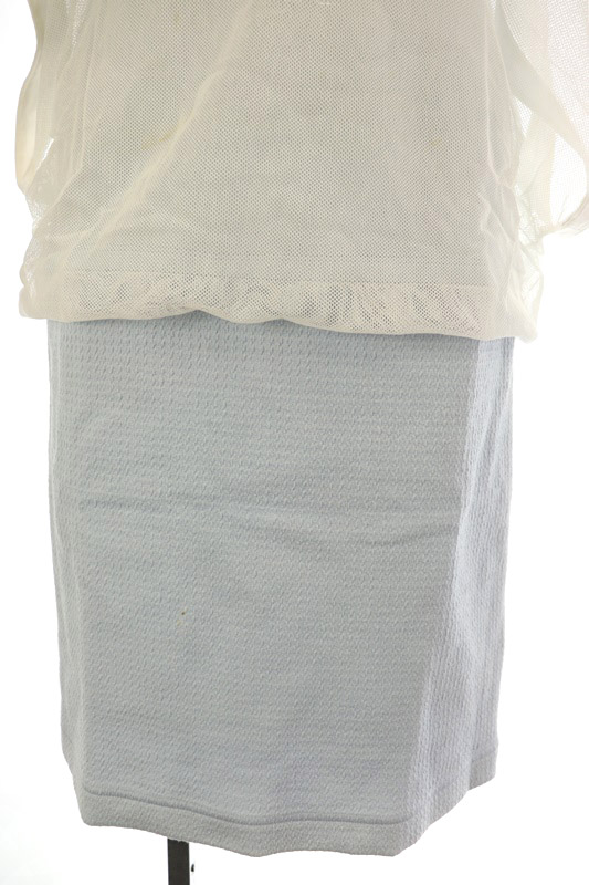 タエ アシダ Tae Ashida 切替デザインワンピース 膝丈 半袖 メッシュ 7 白 水色 My Os レディース 081 ベクトルパーク