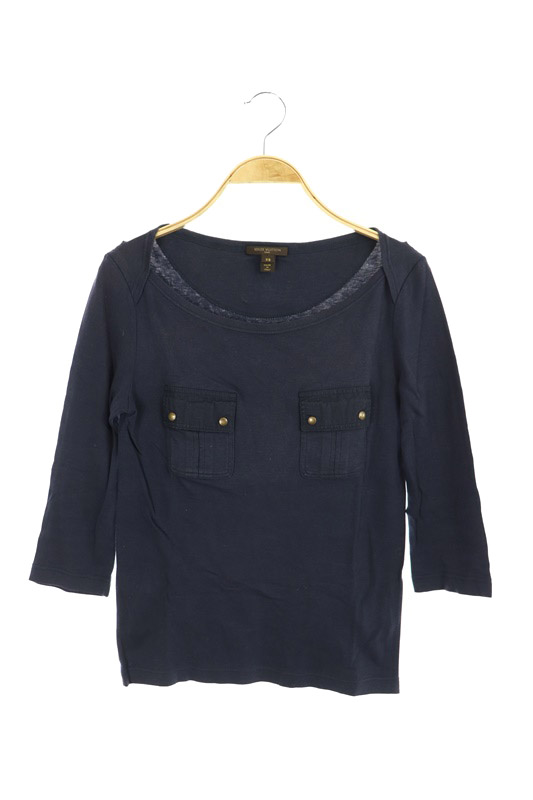 ルイヴィトン LOUIS VUITTON ポケットTシャツ カットソー 七分袖 XS 紺 