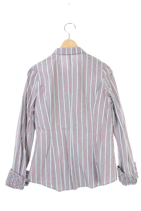 BURBERRY BLUE LABEL フリルデザイン ストライプ 長袖 シャツ バーバリーブルーレーベル BURBERRY BLUE LABEL フリル