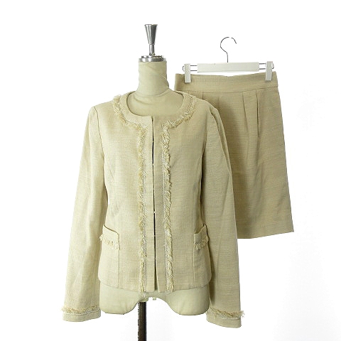 ナラカミーチェ Nara Camicie セットアップ 上下 スカートスーツ ノーカラー 1 ベージュ Ak6 レディース 081 ベクトルパーク