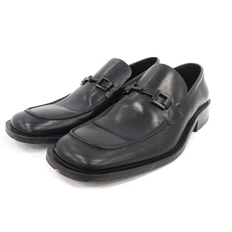 グッチ GUCCI ホースビット ローファー スクエアトゥ レザー 8 27cm 黒 