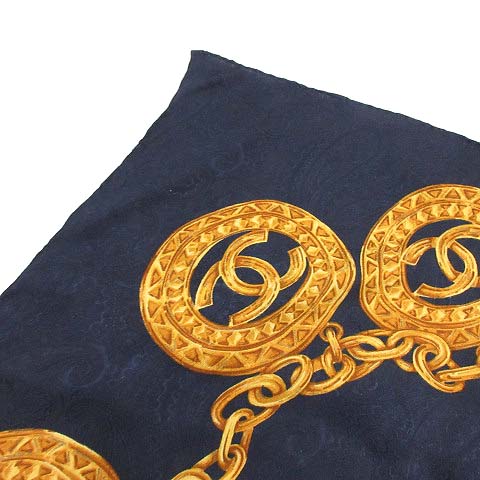 CHANEL ヴィンテージ シルクスカーフ COCOマーク×ペイズリー柄 CHANEL