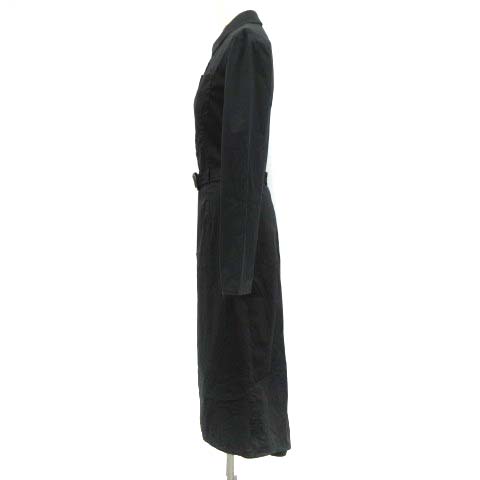 プラダ PRADA 40 L シャツワンピース ロング 長袖 ベルト付き 黒 