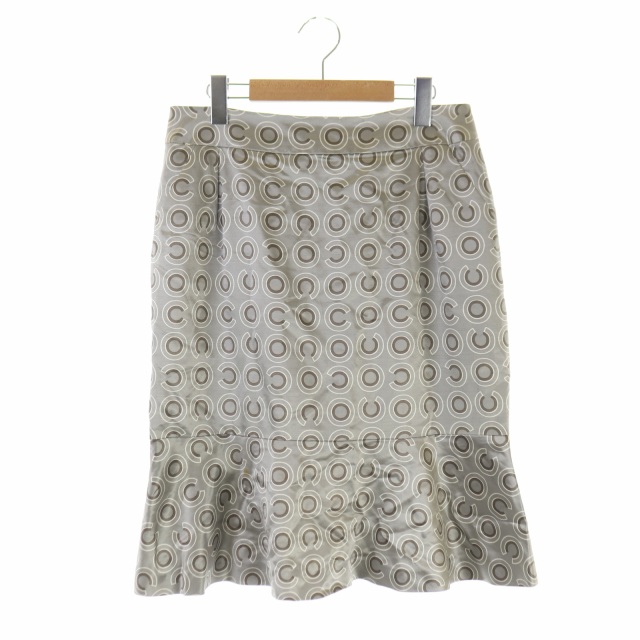 シャネル CHANEL マーメイドフレアスカートシルク混 総柄 ひざ丈 42  