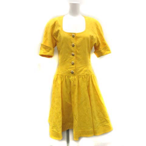 ミスディオール Miss Dior L ワンピース ヴィンテージ 金ボタン 半袖 ひざ丈 ドット 黄色 イエロー Tk Ec レディース 081 ベクトルパーク