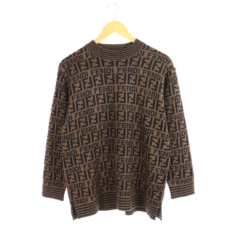 フェンディ FENDI ニット セーター ズッカ柄 ヴィンテージ 長袖 茶 黒 