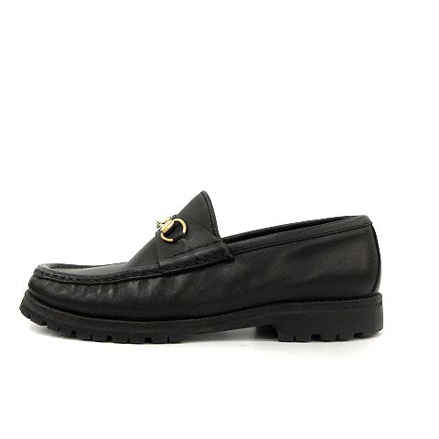 グッチ GUCCI ホースビットローファー レザー 37C 24.0cm 黒 ブラック 