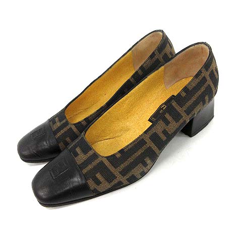 フェンディ FENDI パンプス チャンキーヒール 4.5cm ズッカ柄 スクエア 